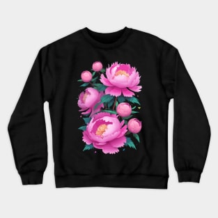 Pink Peony Roses Crewneck Sweatshirt